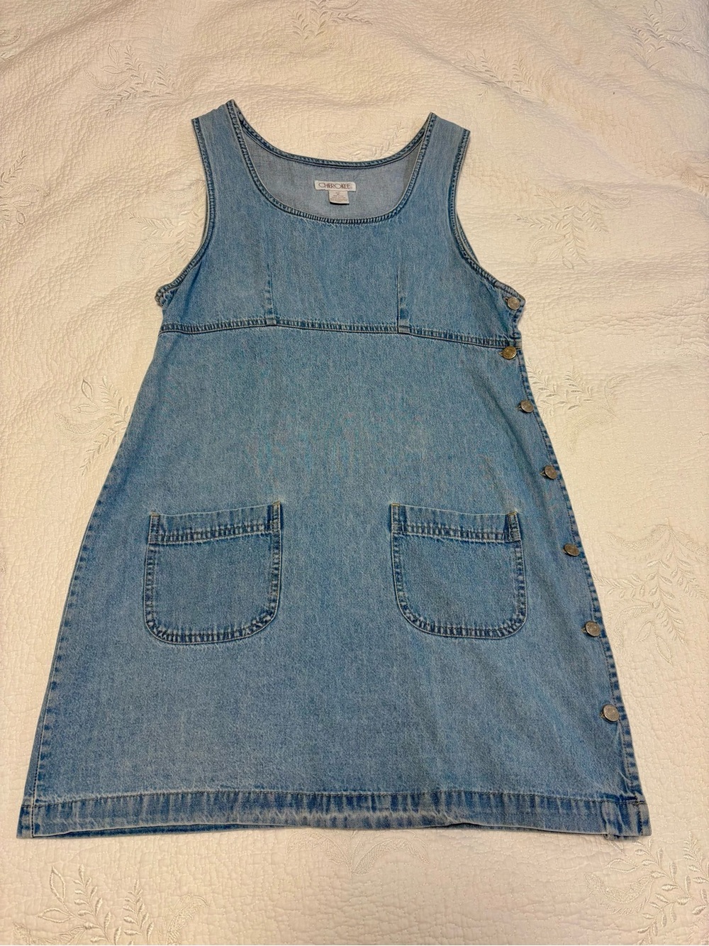 Cherokee Light Blue Denim Top with Scoop Neck